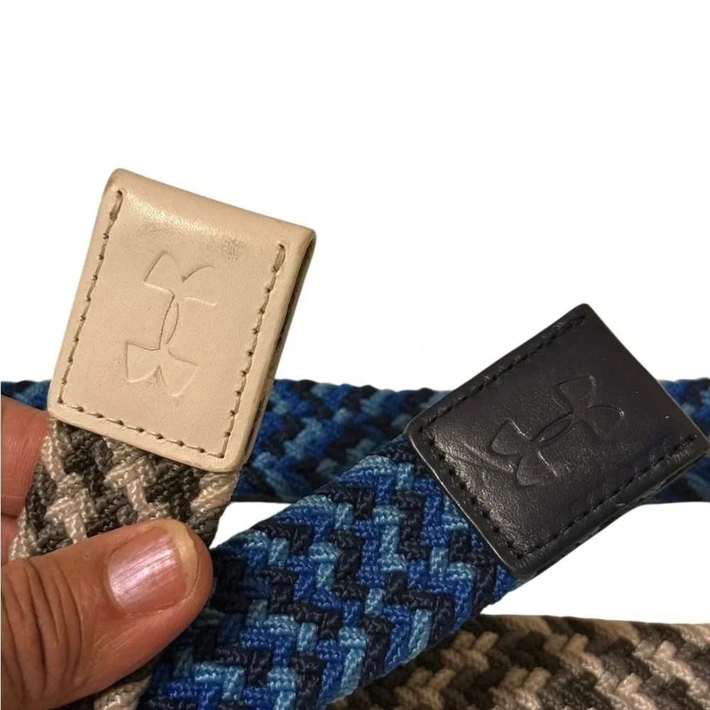 Men's Blue and Black Woven Belt